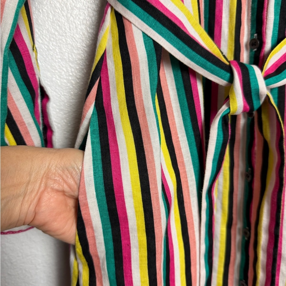 Pure Collection Multicolor Striped Long Sleeve Dress Size 10 - Picture 9 of 12